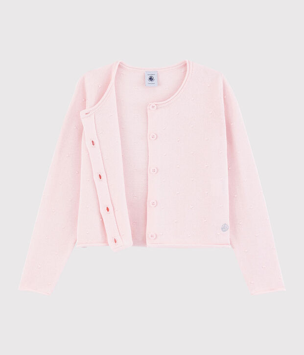 Cardigan en tricot coton enfant fille rose