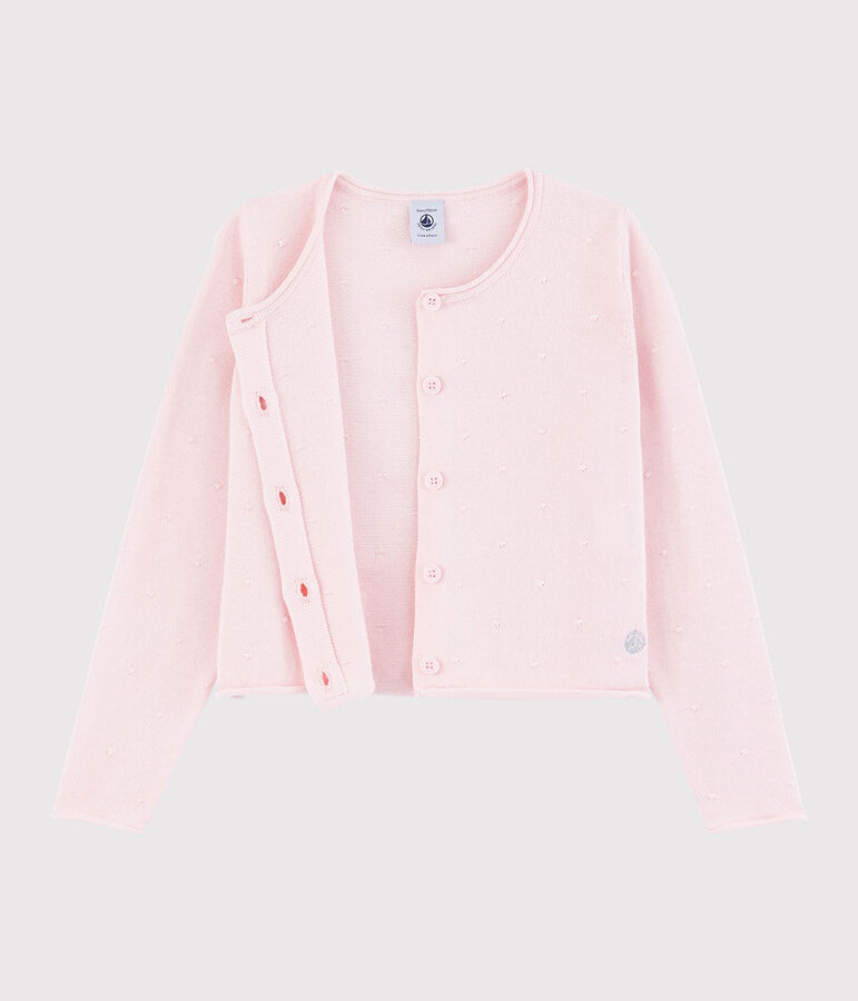 Cardigan en tricot coton enfant fille rose MINOIS