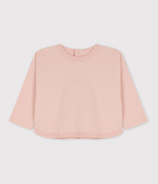 Tee-shirt manches longues b&eacute;b&eacute; en tubique rose