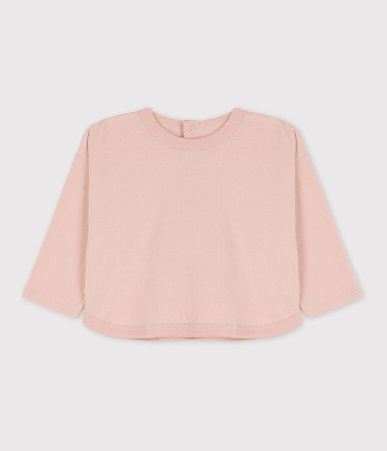 Tee-shirt manches longues b&eacute;b&eacute; en tubique rose