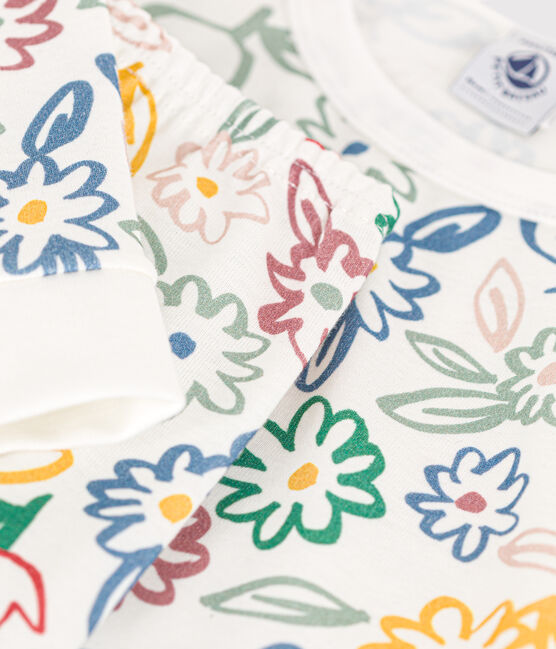 Pyjama ajusté en coton imprimé à fleurs enfant blanc MARSHMALLOW/blanc MULTICO