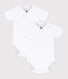 Lot de 2 bodies croisés manches courtes en coton unis bébé