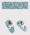 Lot bandeau et chaussons fleuri bébé fille en velours MOZAIK/écru MULTICO