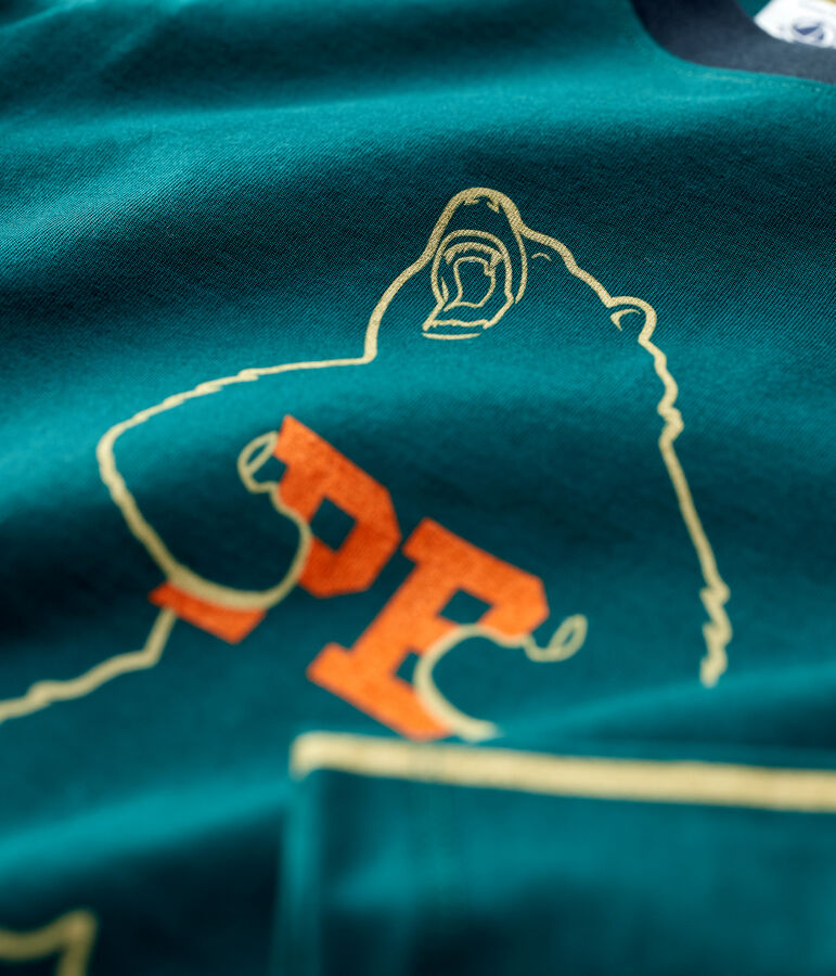 Tee-shirt manches longues en coton enfant gar&ccedil;on vert