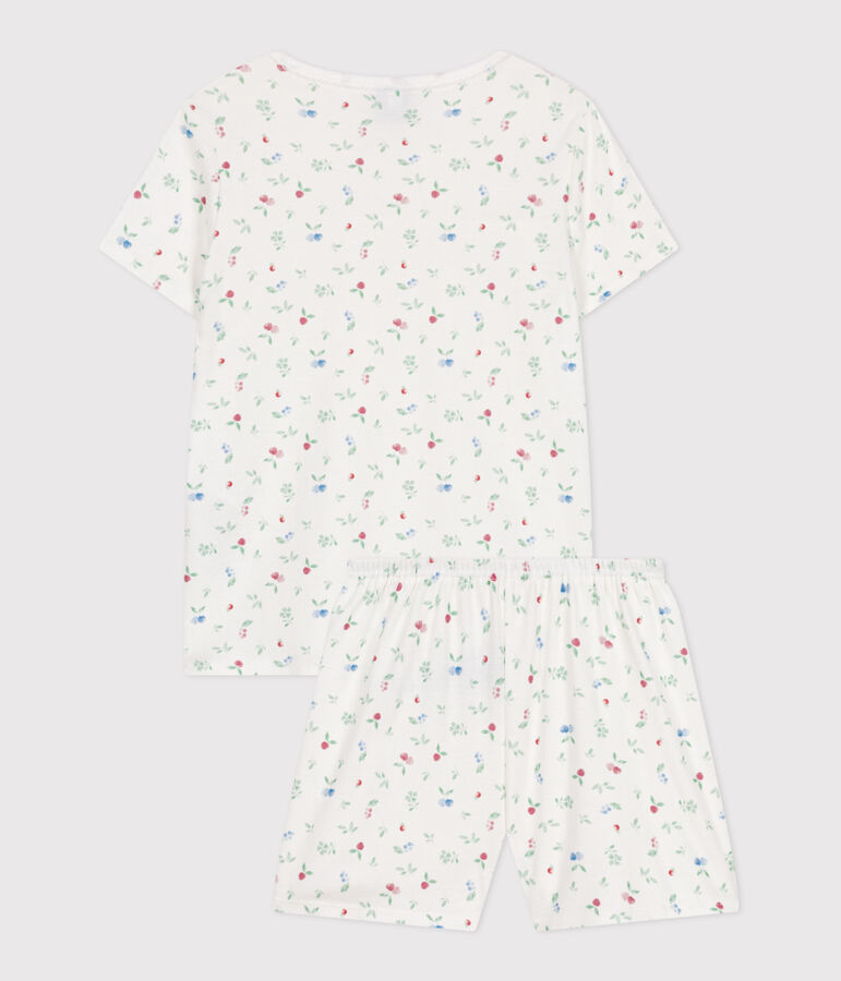 Pyjama short enfant en coton fruits blanc MARSHMALLOW/blanc MULTICO