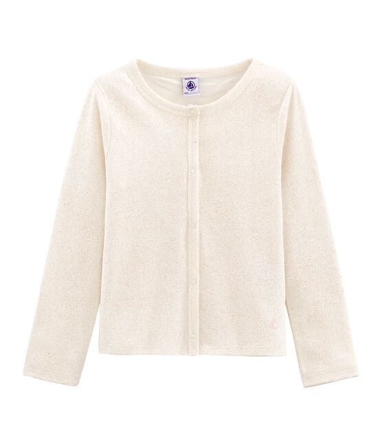 Cardigan enfant fille blanc MARSHMALLOW/rose COPPER
