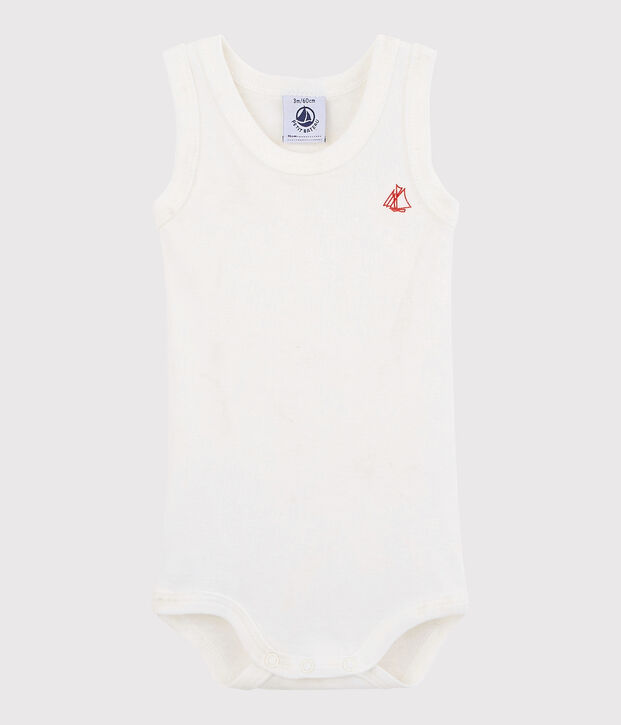 Body sans manches b&eacute;b&eacute; fille-gar&ccedil;on blanc