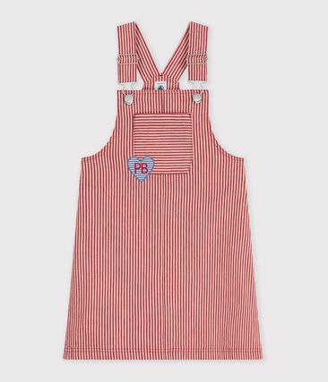 Robe salopette enfant en coton à rayures