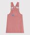 Robe salopette enfant en coton &agrave; rayures rose/rose