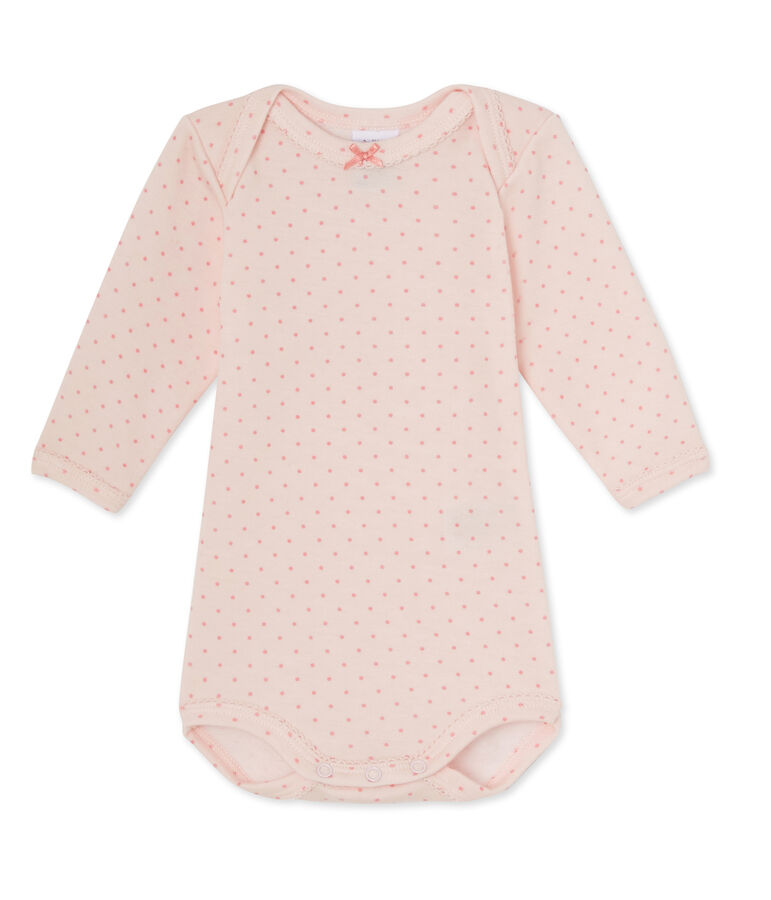 Body b&eacute;b&eacute; fille manches longues laine et coton rose/rose
