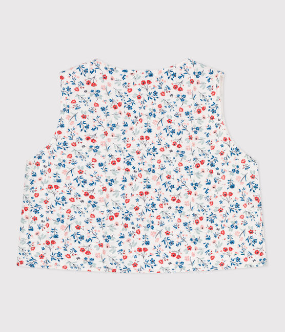 Veste bébé sans manches en popeline imprimé à fleurs blanc MARSHMALLOW/blanc MULTICO