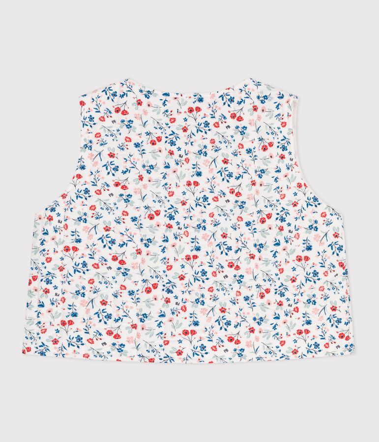 Veste b&eacute;b&eacute; sans manches en popeline imprim&eacute; &agrave; fleurs blanc MARSHMALLOW/blanc MULTICO