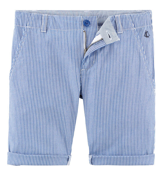 Bermuda enfant garçon bleu SURF/blanc ECUME