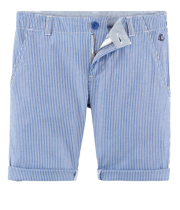 Bermuda enfant gar&ccedil;on bleu/blanc