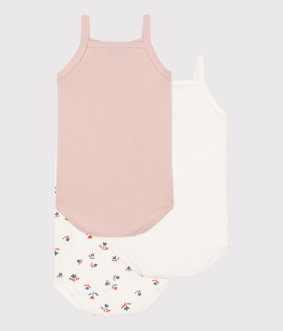 Lot de 3 bodies bretelles fleur bébé en coton variante 1