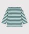 Marinière en jersey épais de coton bébé vert BRUT/blanc AVALANCHE