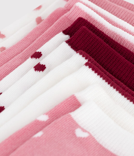 5 paires de chaussettes enfant unies en coton imprimé cœurs variante 1
