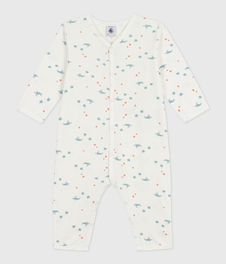 Pyjama b&eacute;b&eacute; en coton sans pieds imprim&eacute; tortues blanc/multicouleur