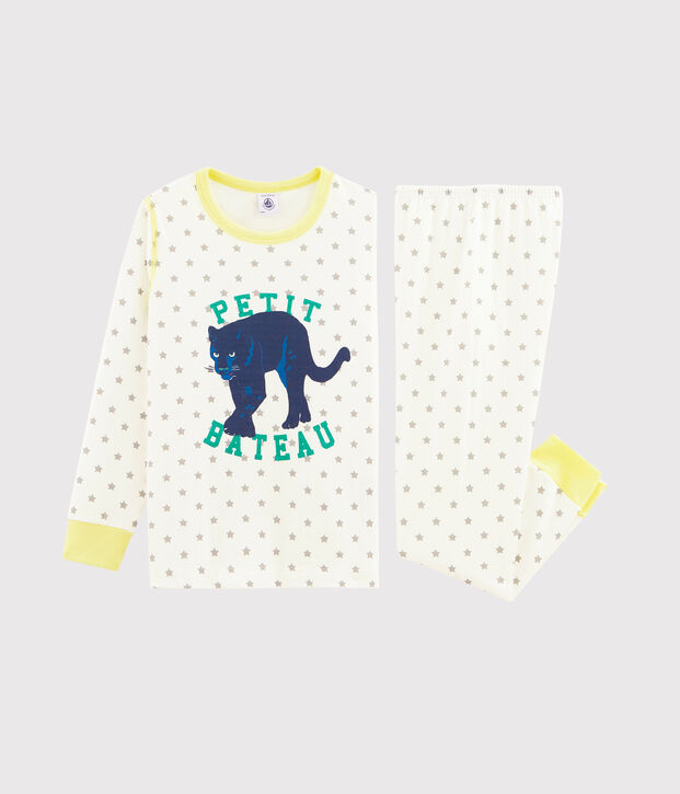 Pyjama petit gar&ccedil;on en tubique blanc/gris