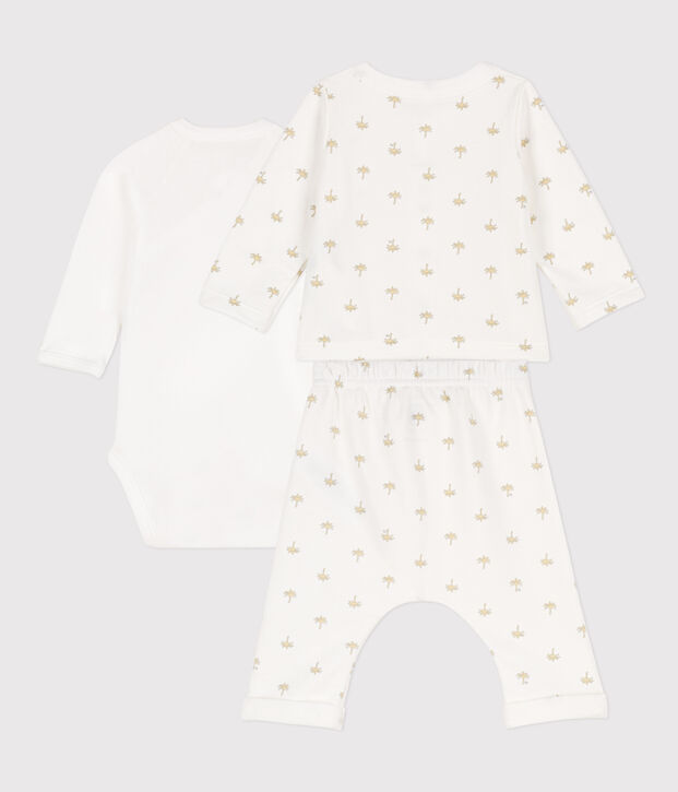 Ensemble imprim&eacute; en coton b&eacute;b&eacute; blanc/multicouleur