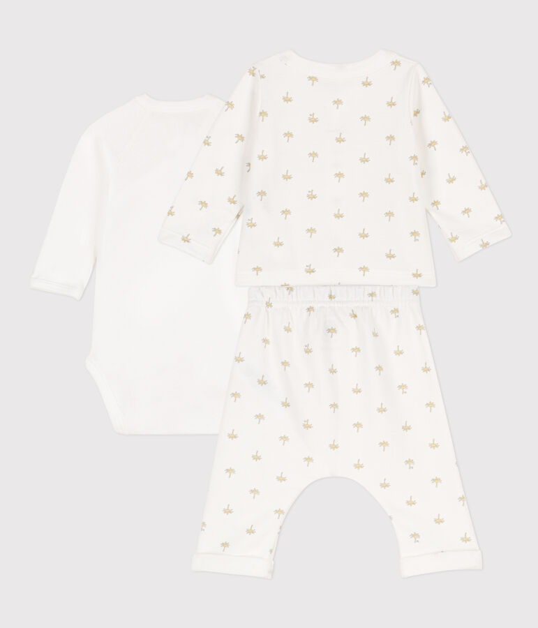 Ensemble imprim&eacute; en coton b&eacute;b&eacute; blanc MARSHMALLOW/blanc MULTICO