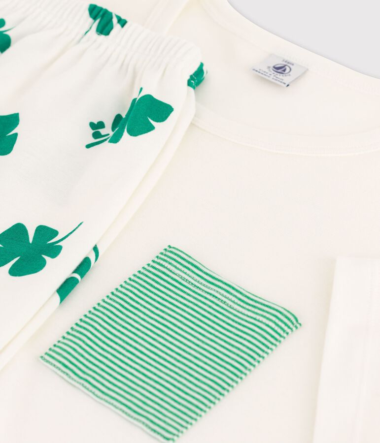 Pyjacourt gar&ccedil;on en coton biologique blanc MARSHMALLOW/blanc MULTICO