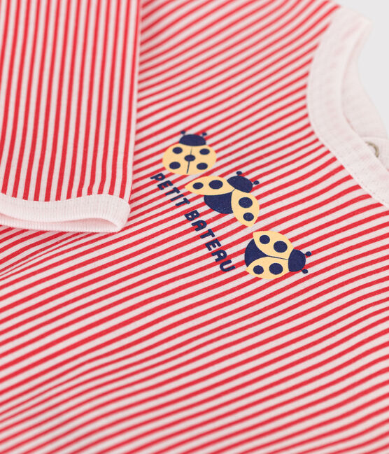 Pyjama bébé en coton ouverture au dos rayé ECUME/ SUSHI