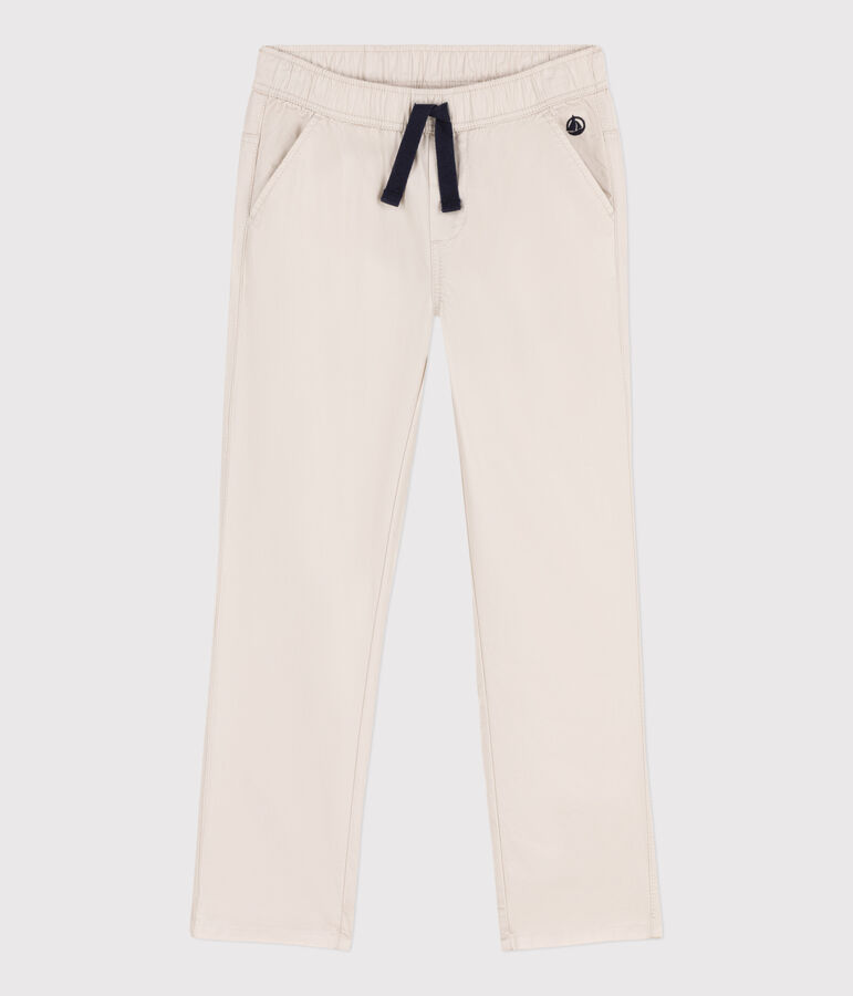 Pantalon regular en serge de coton enfant gar&ccedil;on beige FETA