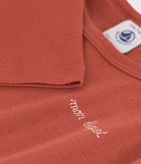 Tee-shirt manches longues en coton bébé marron FAMEUX