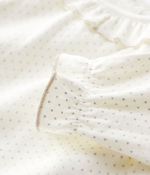 Blouse en coton b&eacute;b&eacute;. blanc/gris