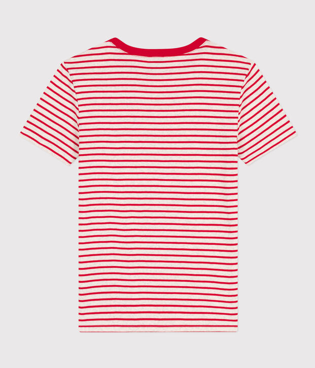 Tee-shirt L'ICONIQUE col rond en coton Femme beige/rouge