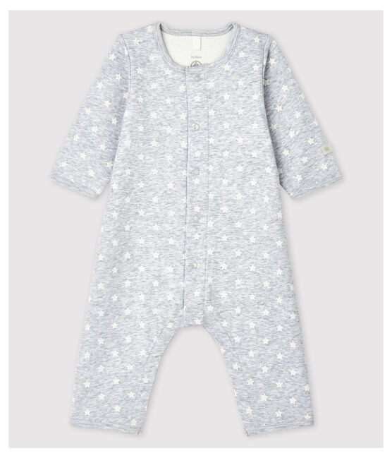 Bodyjama sans pieds bébé en coton biologique gris POUSSIERE/blanc MARSHMALLOW