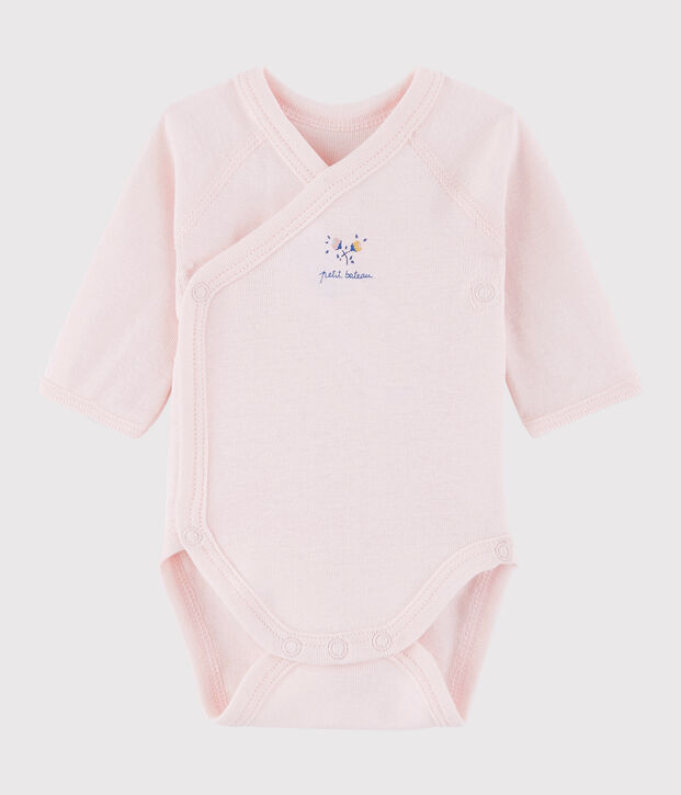 Body crois&eacute; manches longues b&eacute;b&eacute; fille rose