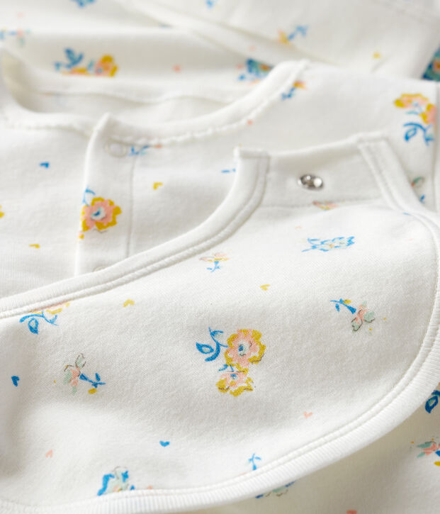 Coffret cadeau naissance fleurs b&eacute;b&eacute; en coton biologique multicouleur