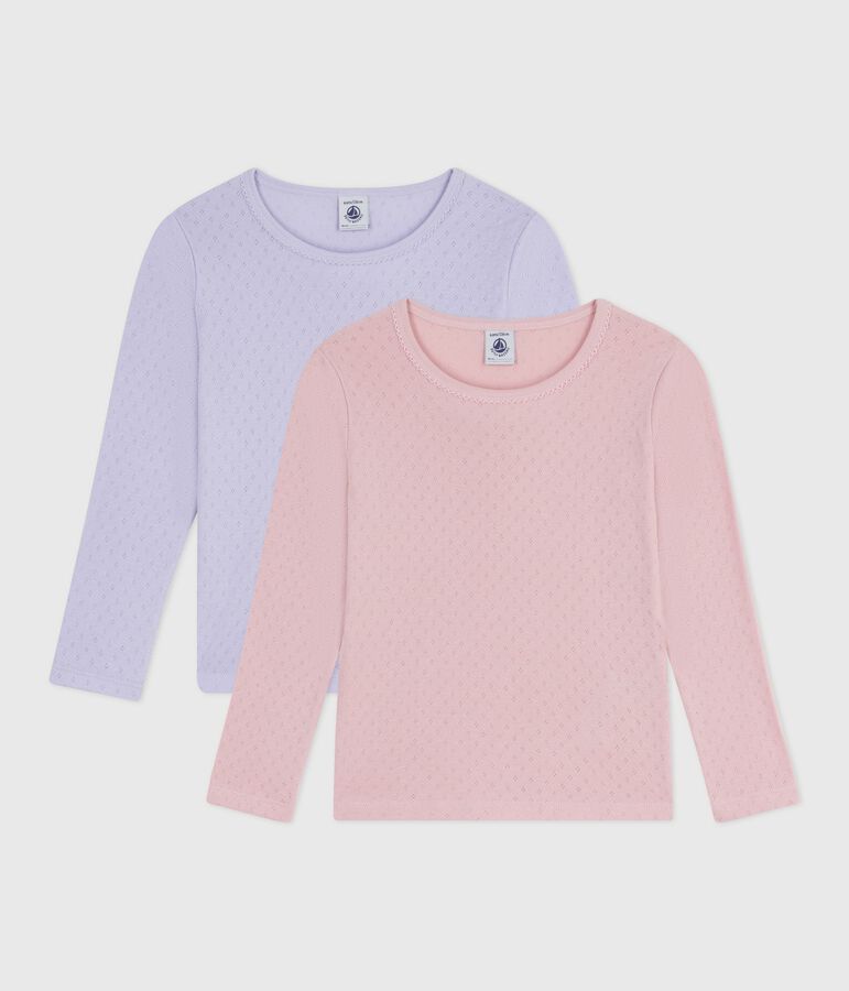 Lot de tee-shirts enfant en coton ajour&eacute; manches longues variante 1