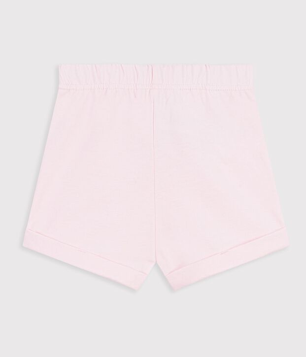 Short b&eacute;b&eacute; en coton uni rose clair