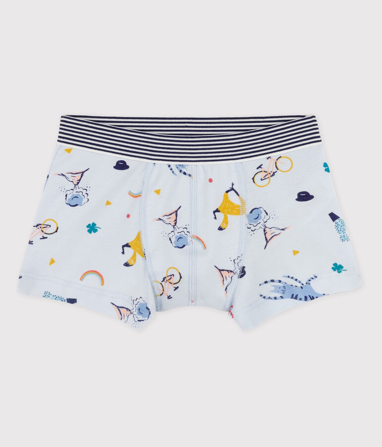 Boxer petit gar&ccedil;on en coton bleu FRAICHEUR/blanc MULTICO
