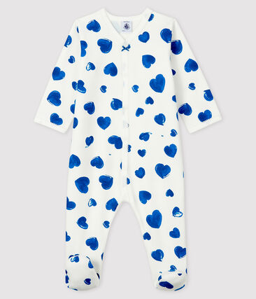 PETIT BATEAU - Dors-bien à cœurs bleus bébé fille en molleton