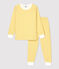 Pyjama milleraies jaune en tubique enfant jaune OCRE/blanc MARSHMALLOW