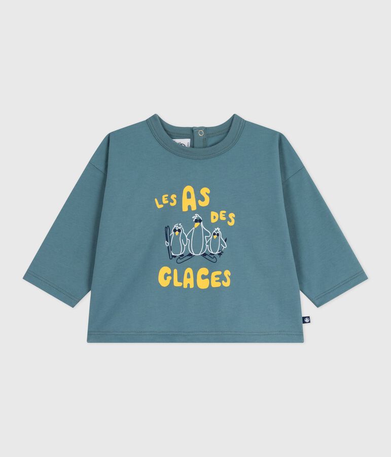 Tee-shirt b&eacute;b&eacute; en coton &agrave; manches longues bleu GOBELIN