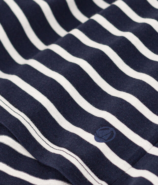 Tee-shirt LE DROIT col V en coton Femme bleu/blanc