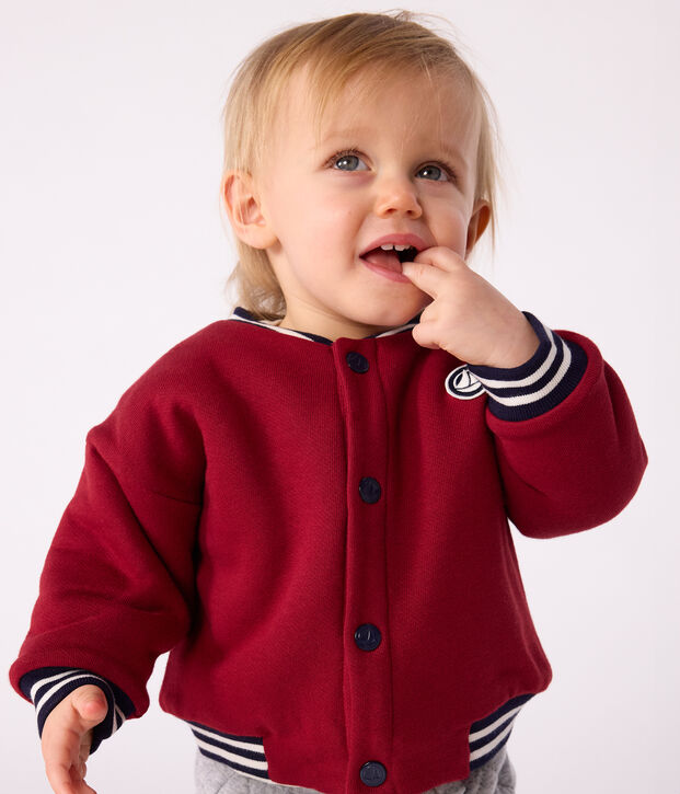 Teddy b&eacute;b&eacute; en coton et sherpa uni rouge