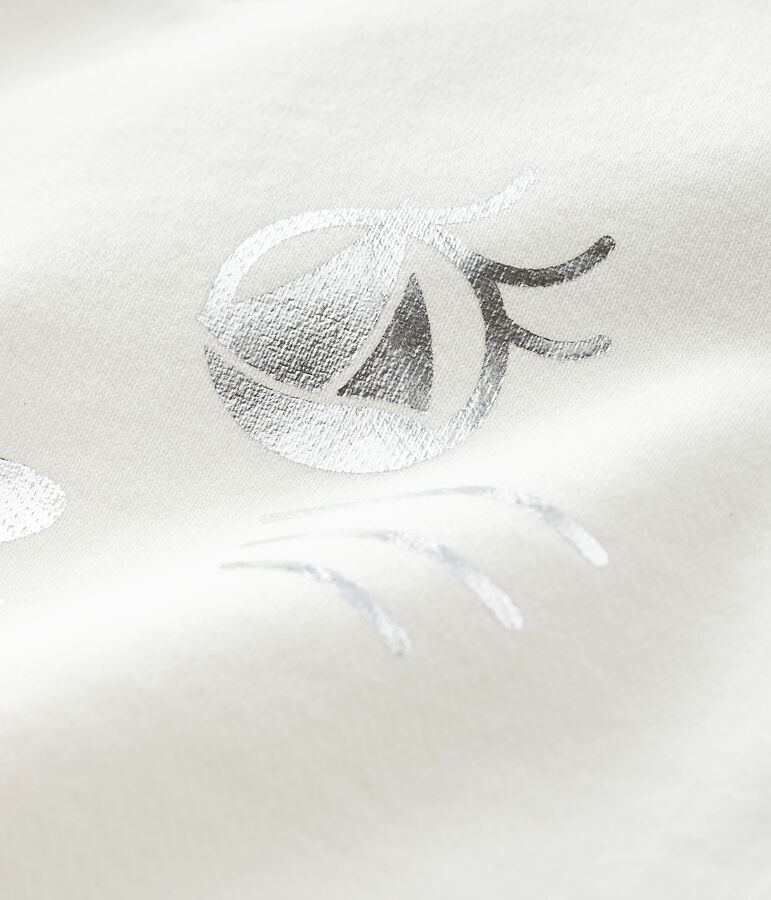 Sweatshirt b&eacute;b&eacute; fille en molleton blanc