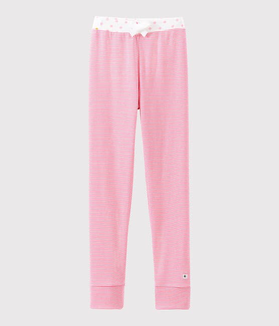 Pantalon de pyjama petite fille rose CHEEK/blanc MARSHMALLOW