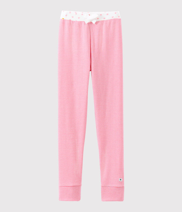 Pantalon de pyjama petite fille rose/blanc
