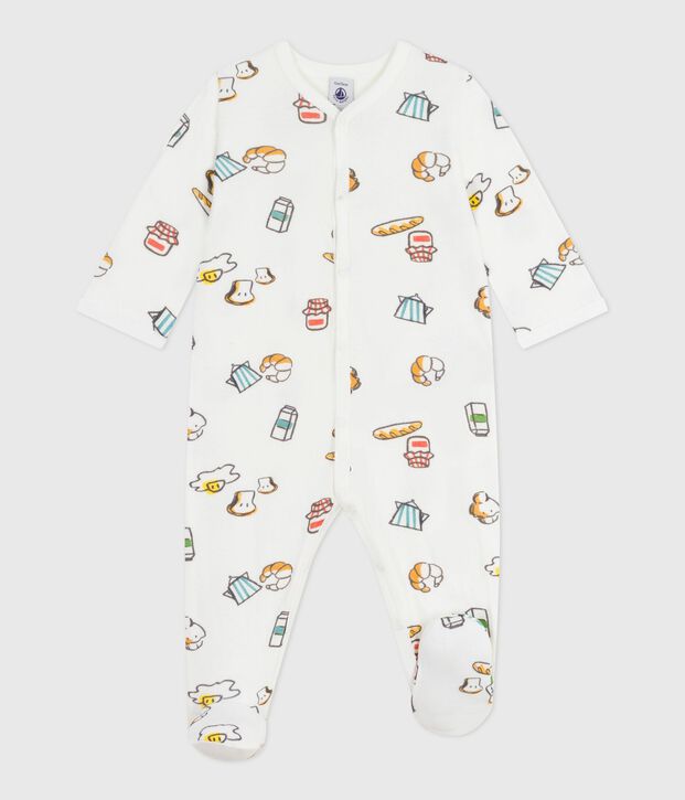 Pyjama b&eacute;b&eacute; en tubique imprim&eacute; blanc/multicouleur