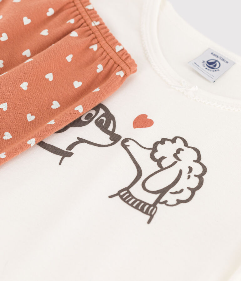 Pyjama petite fille en coton blanc MARSHMALLOW/blanc MULTICO