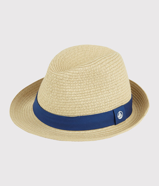 Chapeau de paille enfant fille-gar&ccedil;on bleu