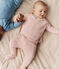Pantalon bébé en tricot laine et coton rose JOLI