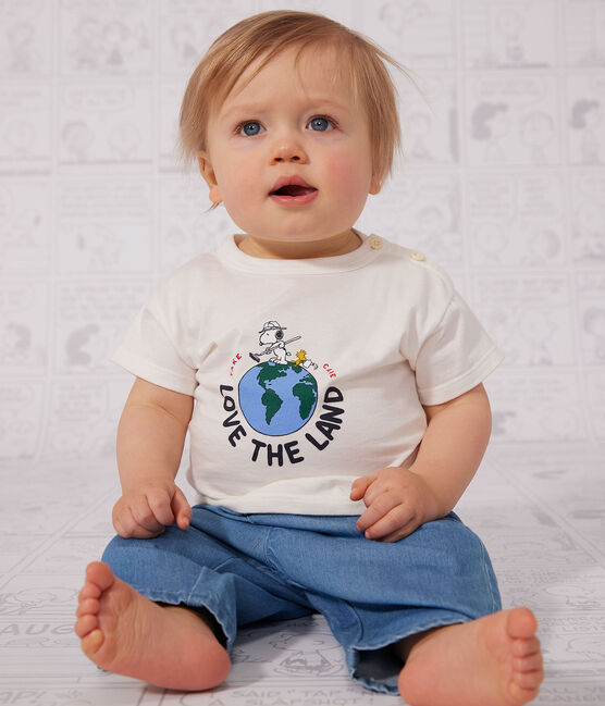 Tee-shirt Petit Bateau X Snoopy en jersey léger bébé blanc MARSHMALLOW